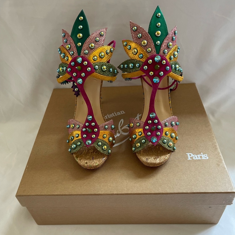 Christian Louboutin Pink Venenana lace up 120mm